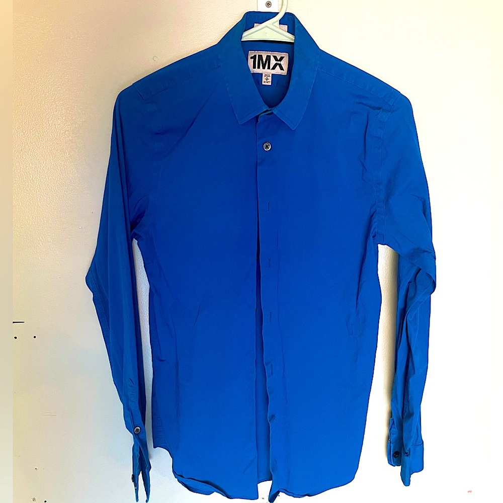 1Mkexpress Blue Mens Dress Shirt